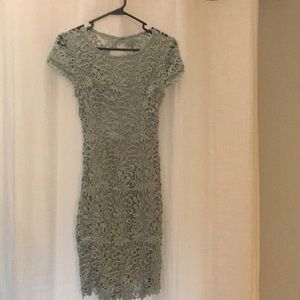 Dusty green backless lace dress